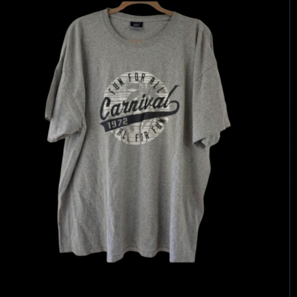 Carnival Top XXL Graphic Gray Short Sleeve Tee Fun for All Palm Tree Cotton